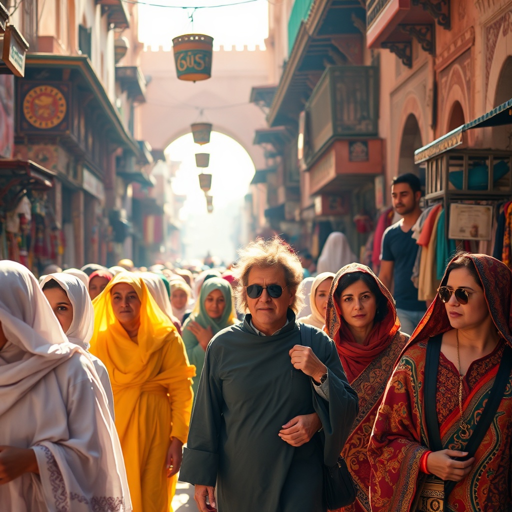 Cruise passengers exploring Marrakech Medina with certified local guide on Marrakech cruise tours